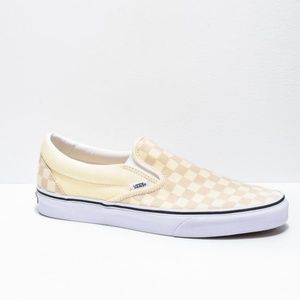Cream Checkerboard Slip-On Vans - Sz 8